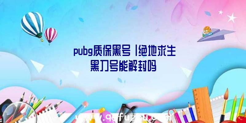 「pubg质保黑号」|绝地求生黑刀号能解封吗